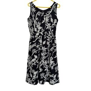 Talbots 100% Cotton Floral/Jungle Cat Black and White Dress.Sz12 excellent cond